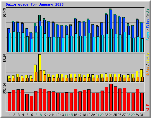Daily usage for January 2023