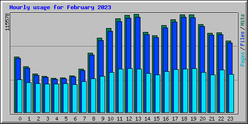 Hourly usage for February 2023